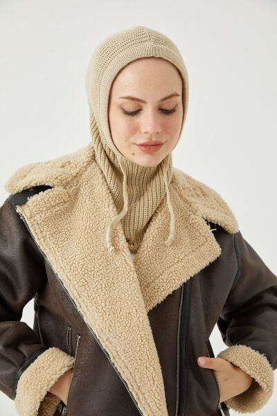 Balaclava Triko Başlık*krem