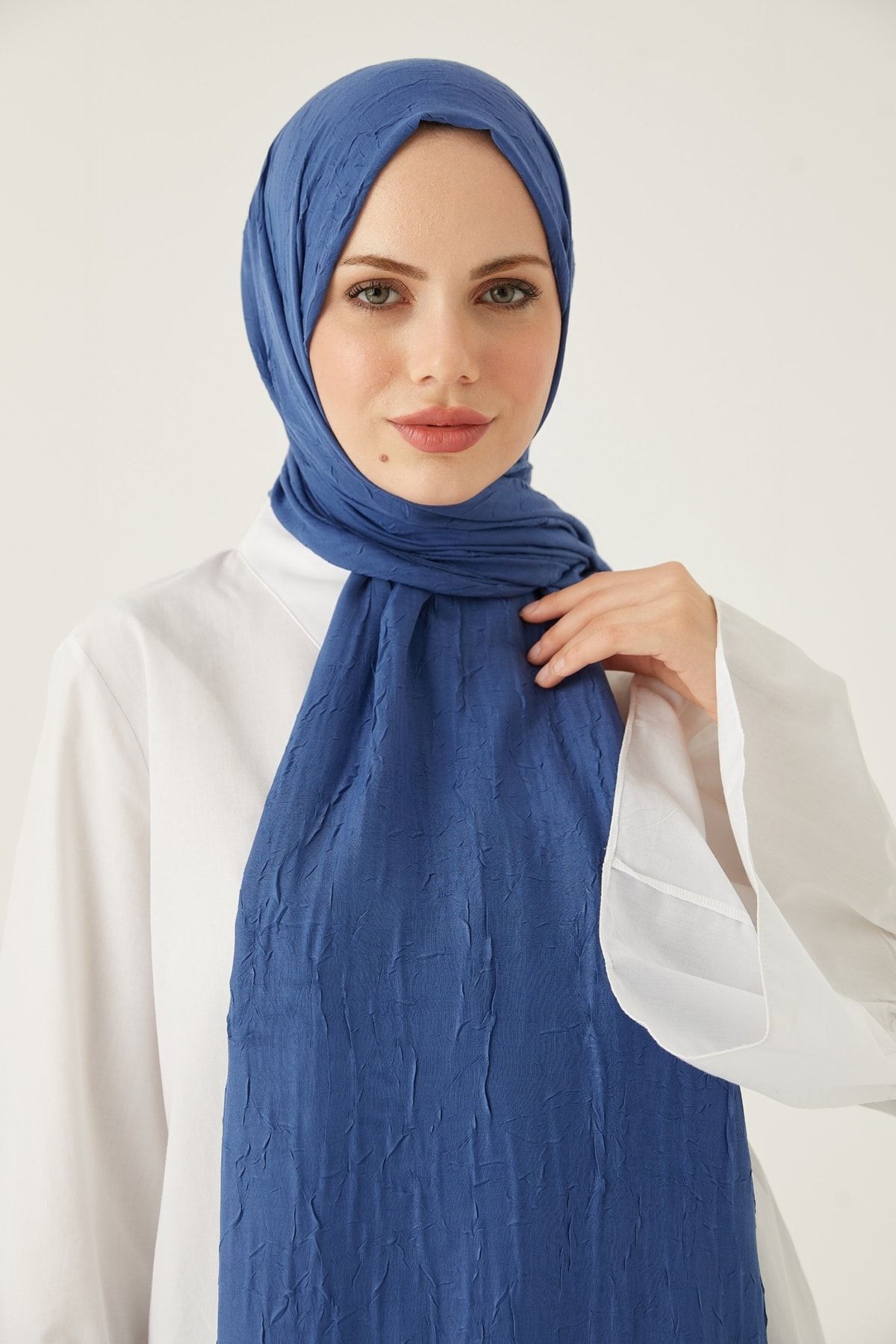 Kadın Tesettür Bambu Kraş Şal* Indigo