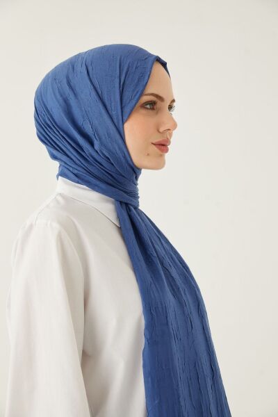 Kadın Tesettür Bambu Kraş Şal* Indigo