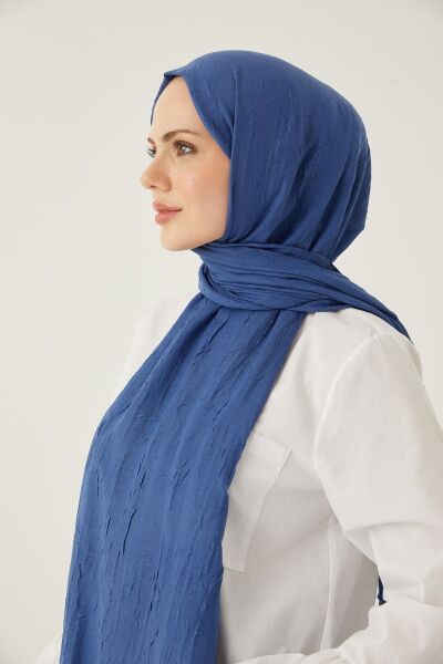 Kadın Tesettür Bambu Kraş Şal* Indigo