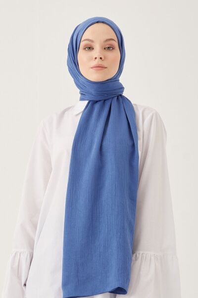 Kadın Tesettür Ipeksi Krinkıl Şal*indigo
