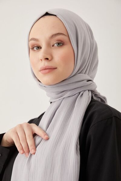 Kadın Tesettür Ipeksi Krinkıl Şal*gümüş