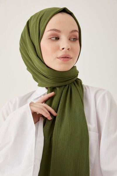 Kadın Tesettür Ipeksi Krinkıl Şal*haki