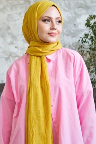 Kadın Tesettür Bambu Kraş Şal*sarı