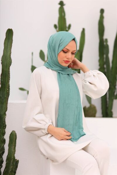 Kadın Tesettür Bambu Kraş Şal*mint Yeşili