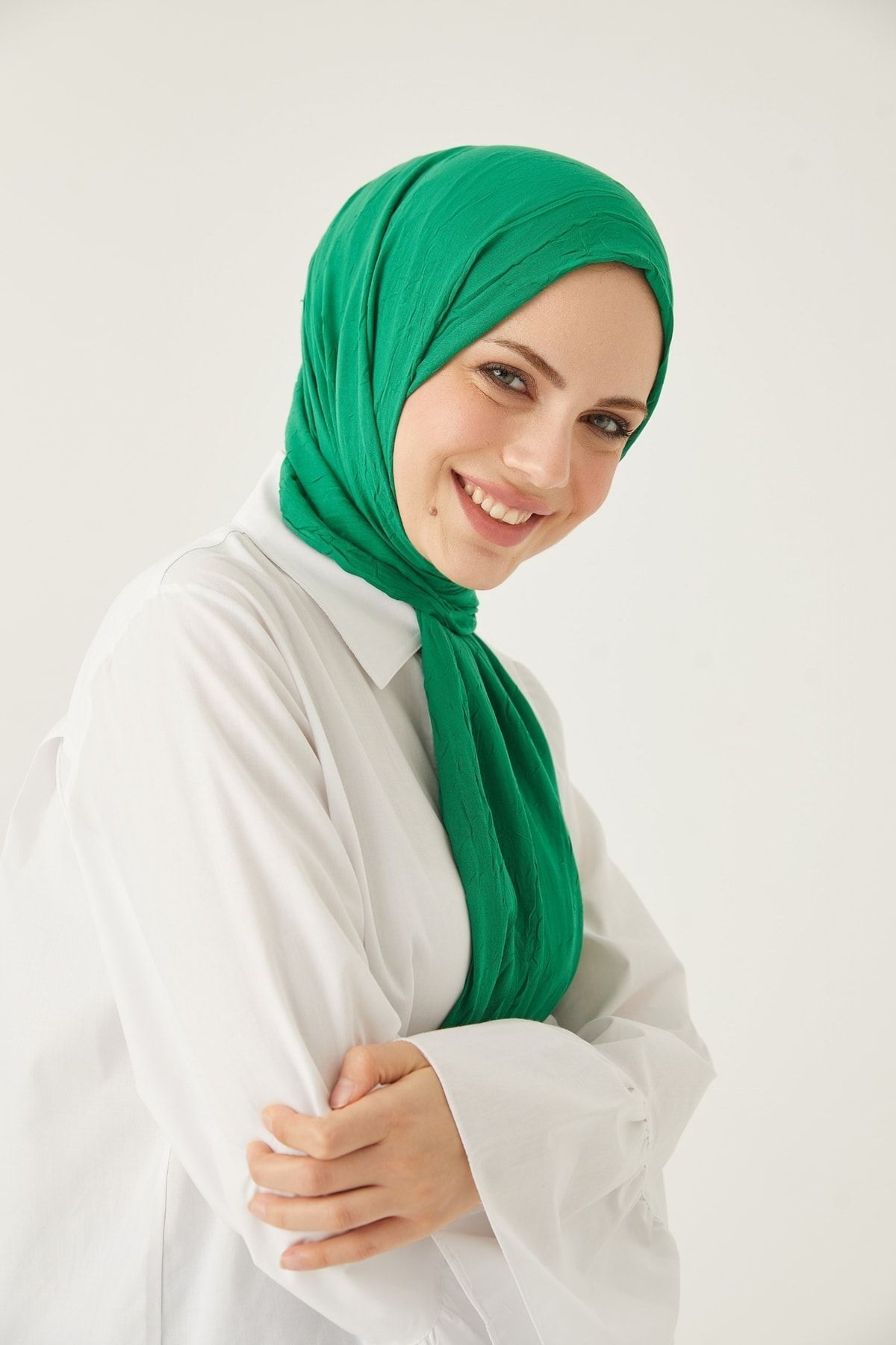 Kadın Tesettür Bambu Kraş Şal*benetton Yeşili