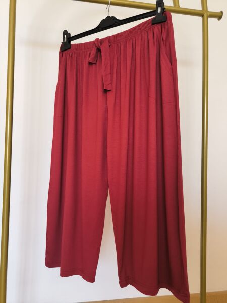 Pamuklu Viskon İnce Yazlık Cepli Penye Kapri Pijama Pantolon