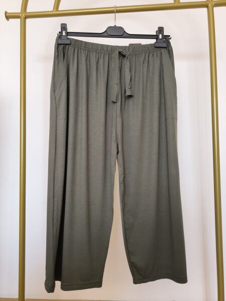 Pamuklu Viskon İnce Yazlık Cepli Penye Kapri Pijama Pantolon