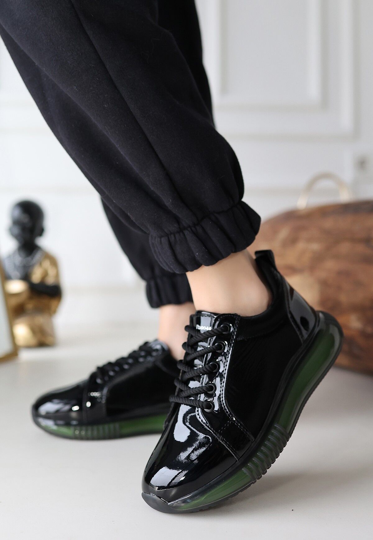 FRESCO SCARFS Siyah Rugan Yeşil Taban Spor Ayakkabı 259686