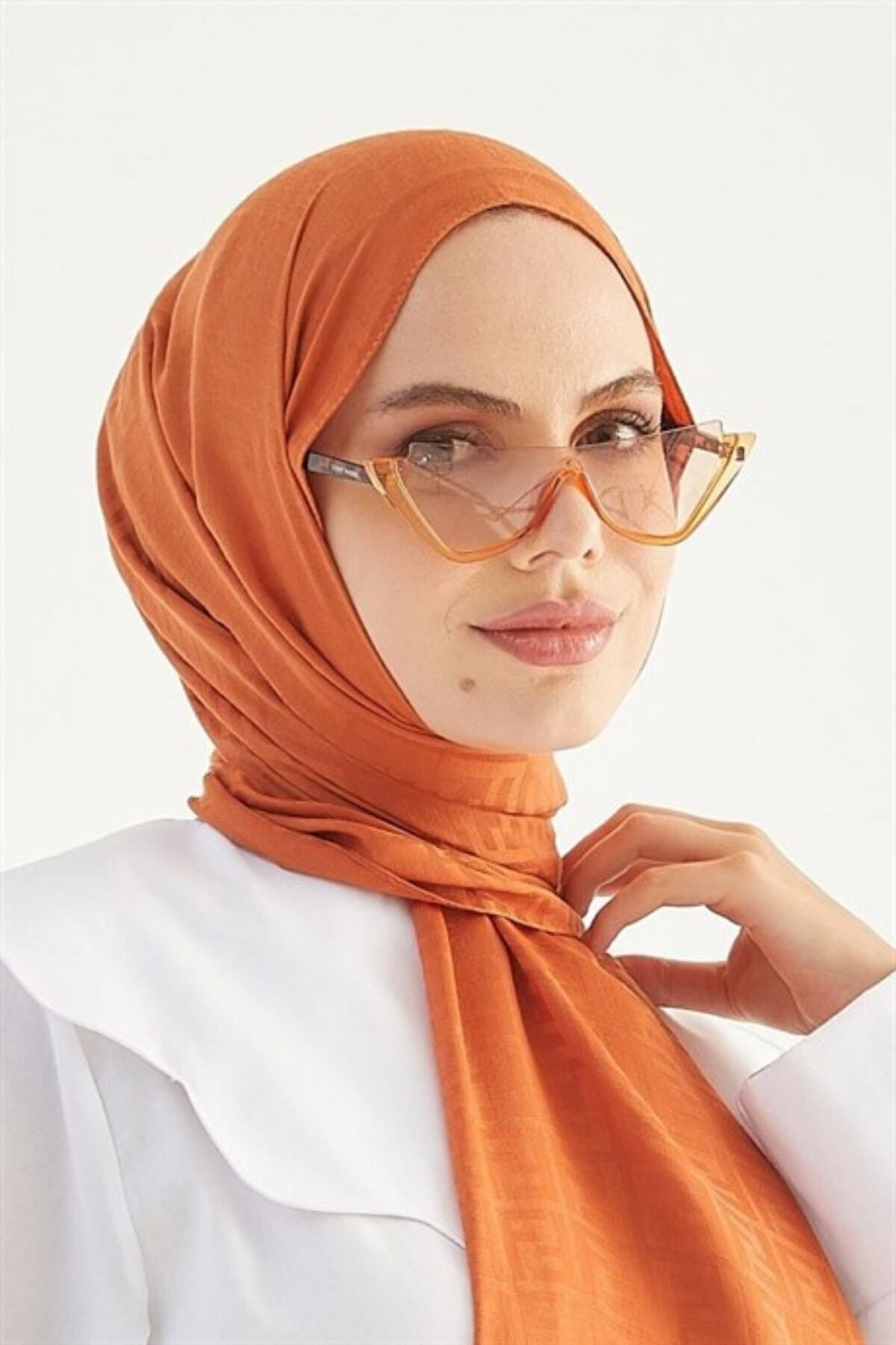 Kadın Tesettür Ipeksi Pamuk Jakar F Desen Şal*tarçın