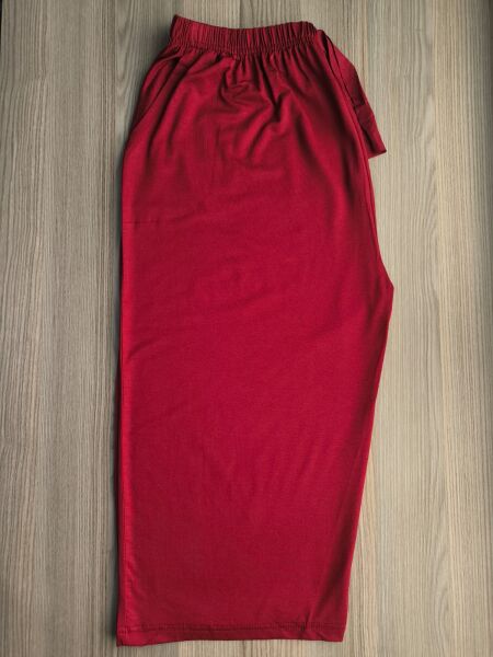 Büyük Beden Pamuklu Likralı Viskon İnce Yazlık Cepli Penye Kapri Pijama Pantolon