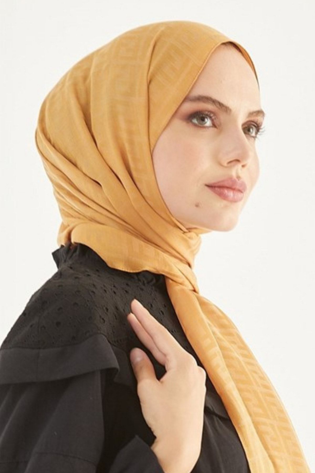 Kadın Tesettür Ipeksi Pamuk Jakar F Desen Şal*camel