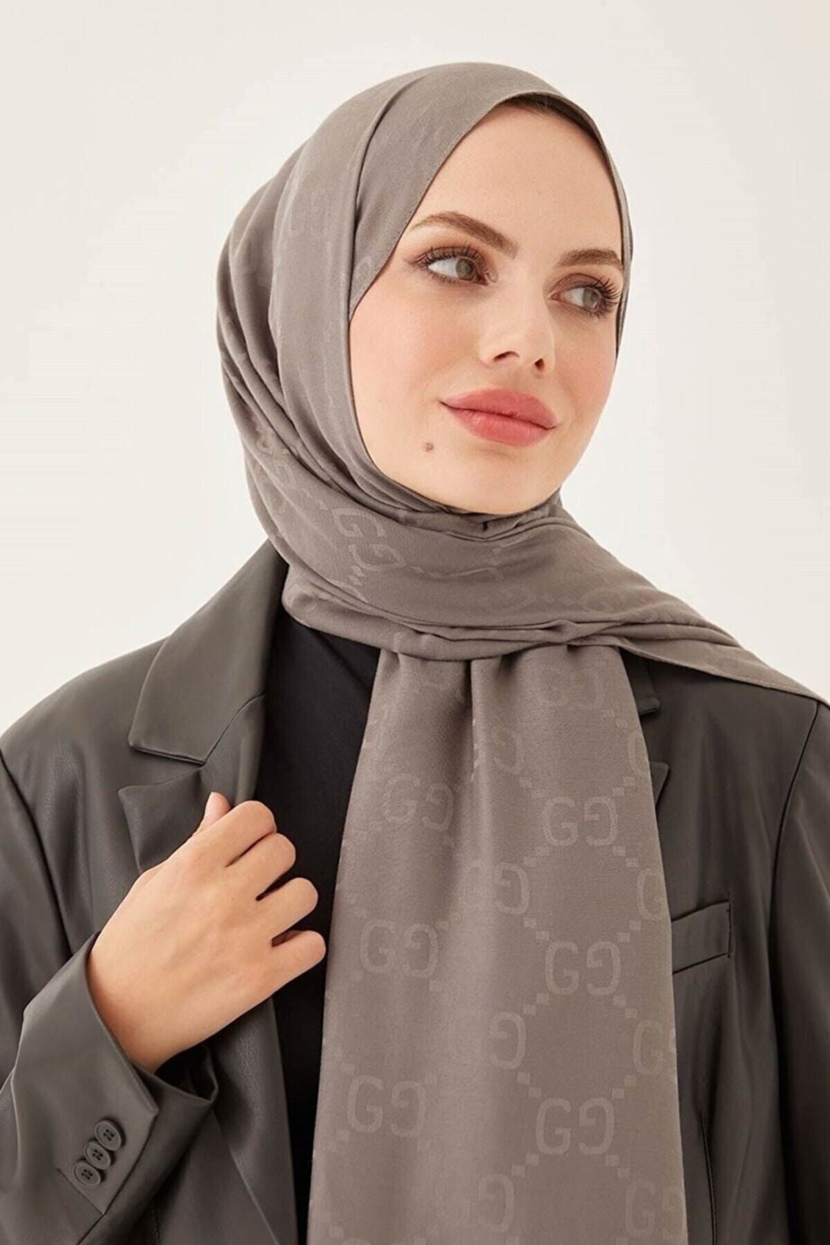 Kadın Tesettür Ipeksi Pamuk Jakar G Desen Şal*füme