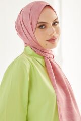 Kadın Tesettür Ipeksi Jakar Kazayağı Desen Şal*pembe
