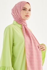 Kadın Tesettür Ipeksi Jakar Kazayağı Desen Şal*pembe