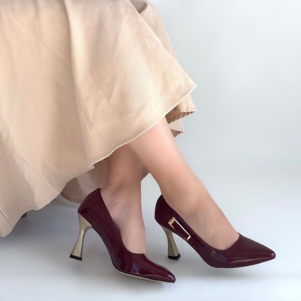 Motya Bordo Rugan Topuklu Ayakkabı