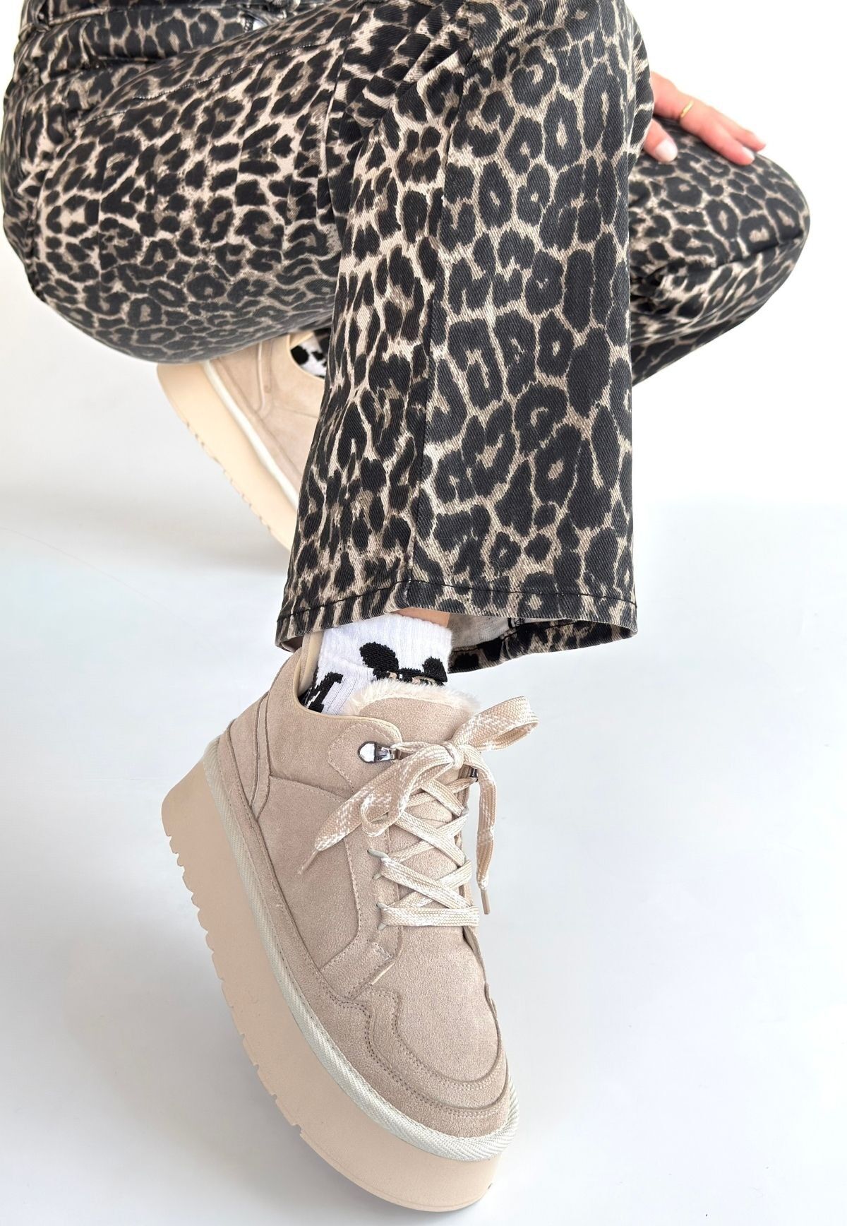 FRESCO SCARFS Bej Süet Bağcıklı Bot 265598