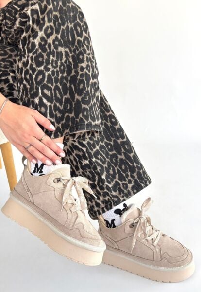 FRESCO SCARFS Bej Süet Bağcıklı Bot 265598